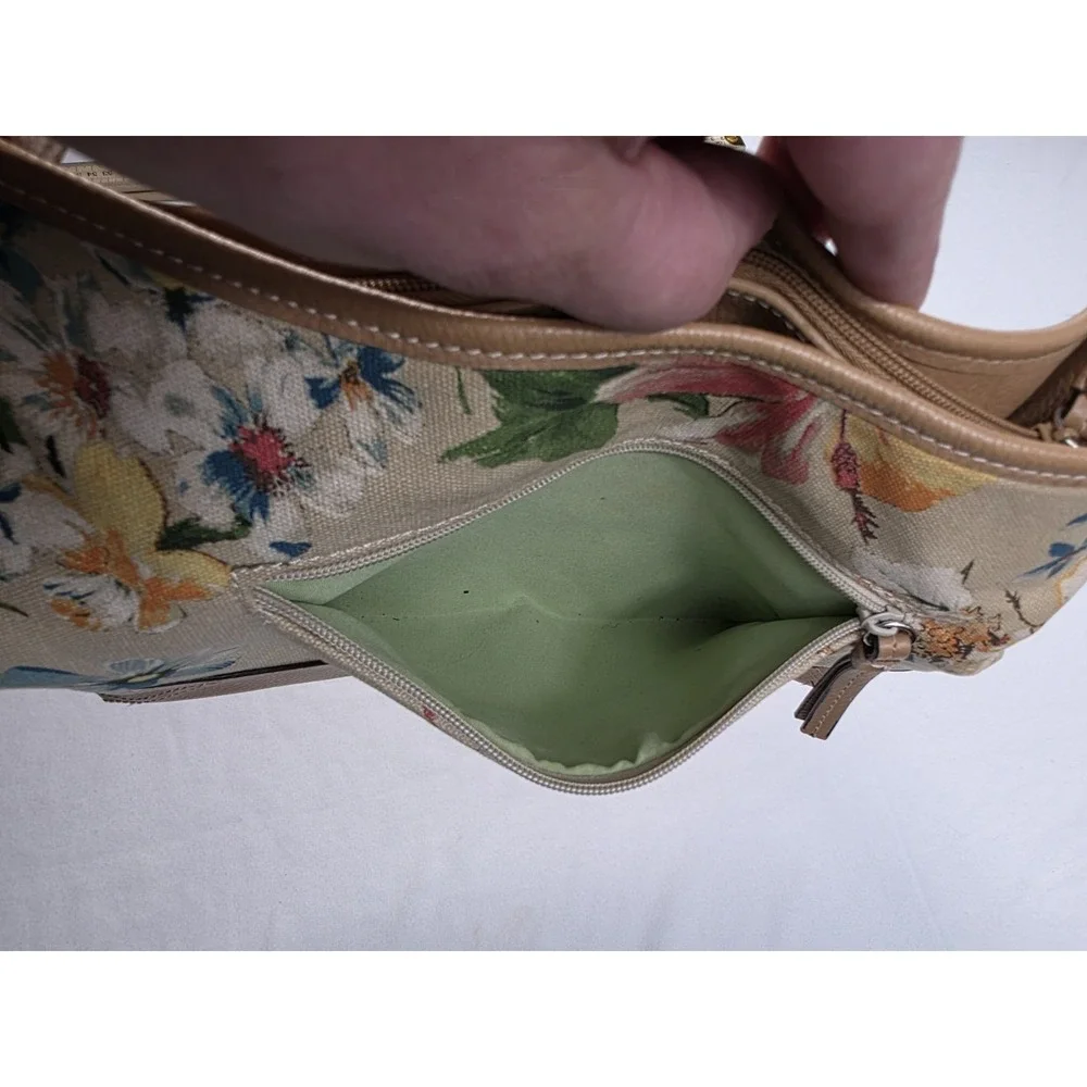 Carribbean‎ Joe Floral Handbag Canvas And Leather Purse